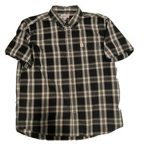 Carhartt Mens Plaid Brown Shirt Short Sleeve XL